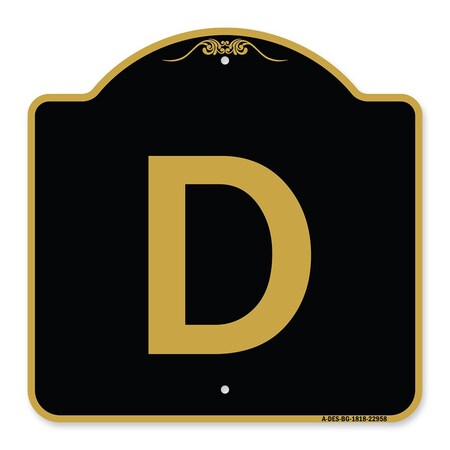Signmission Designer Series Sign-Sign W/ Letter D, Black & Gold Aluminum Sign, 18" x 18", BG-1818-22958 A-DES-BG-1818-22958